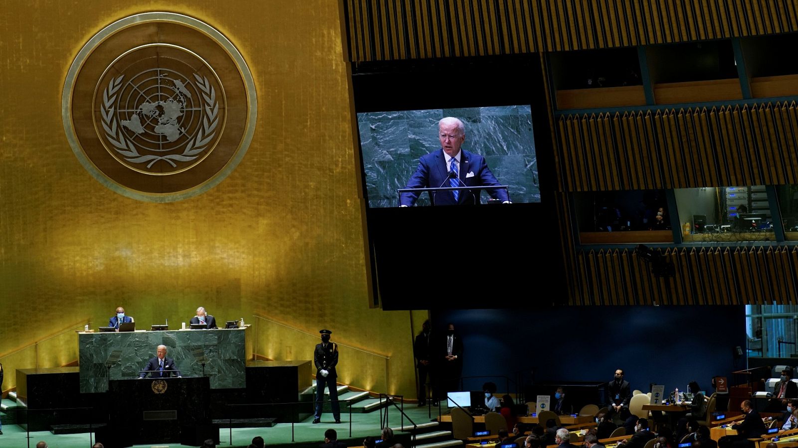 El presidente de los Estados Unidos, Joe Biden, se dirige al 76 ° período de sesiones de la Asamblea General de la ONU en la ciudad de Nueva York, Estados Unidos, el 21 de septiembre de 2021