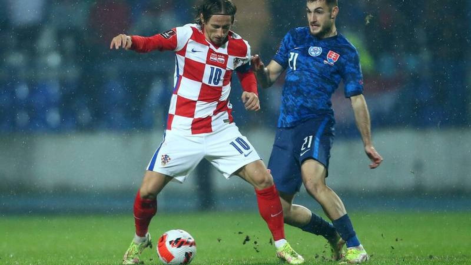 Imagen del partido entre Croacia y Eslovaquia de la fase de clasificación del Mundial de Catar 2022. 