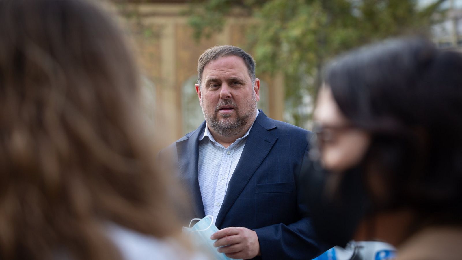 El presidente de ERC, Oriol Junqueras, durante un acto por el cuarto aniversario del 1-O.