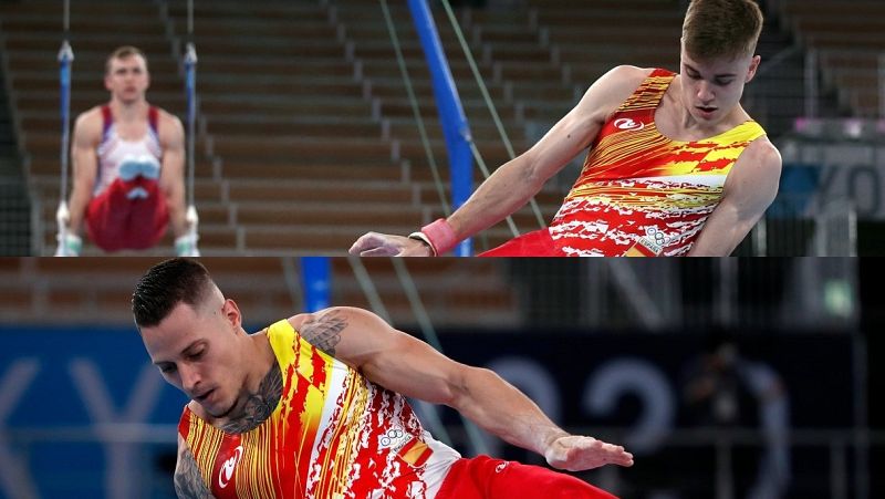 Imagen de los gimnastas españoles Joel Plata y Nestor Abad.