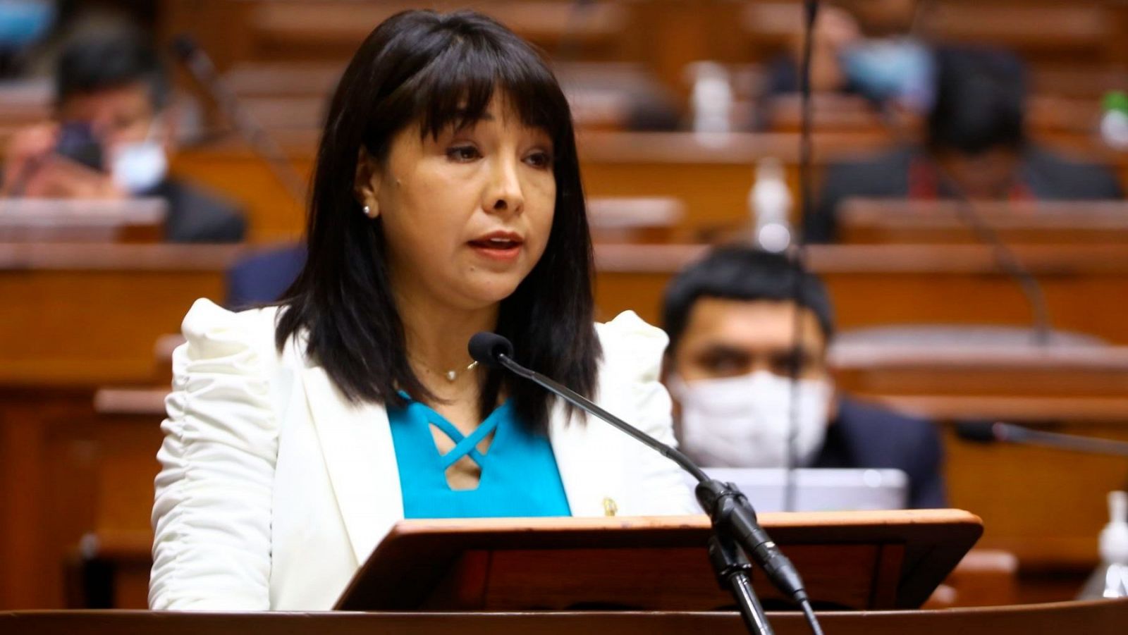 La primera ministra, Mirtha Vásquez, durante una intervención