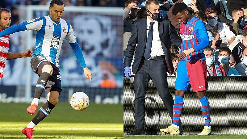 Fotomontaje con Raúl de Tomás (izqda) y Ansu Fati