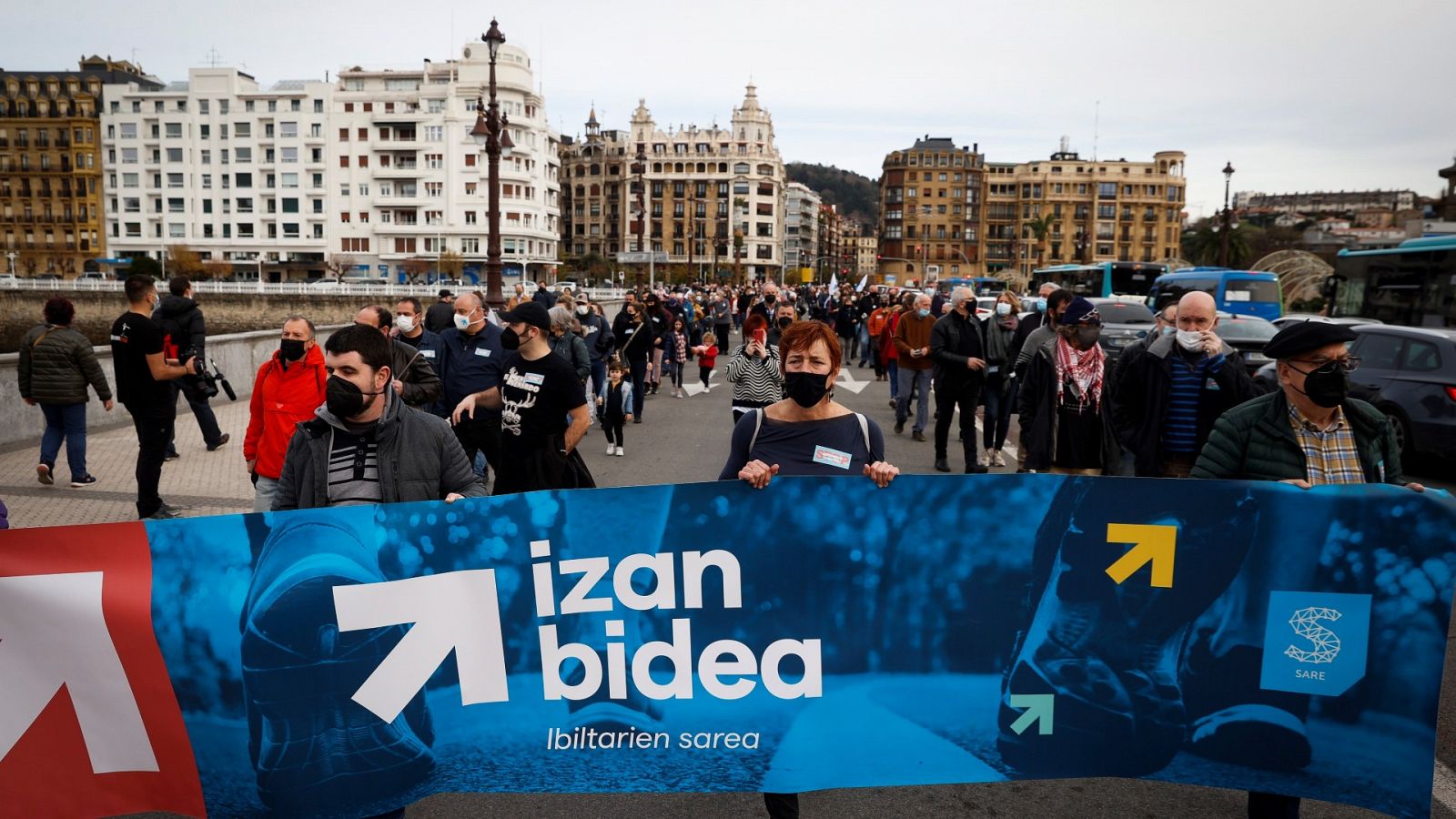 Manifestación en favor de los presos de ETA el pasado domingo en San Sebastián.