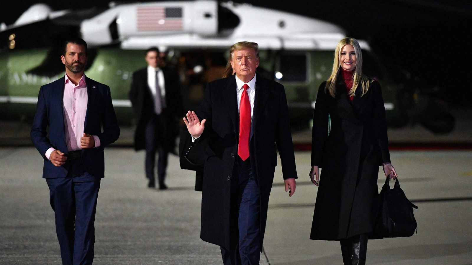 El expresidente de los Estados Unidos, Donald Trump junto a sus hijos Ivanka Trump y Donald Trump Jr