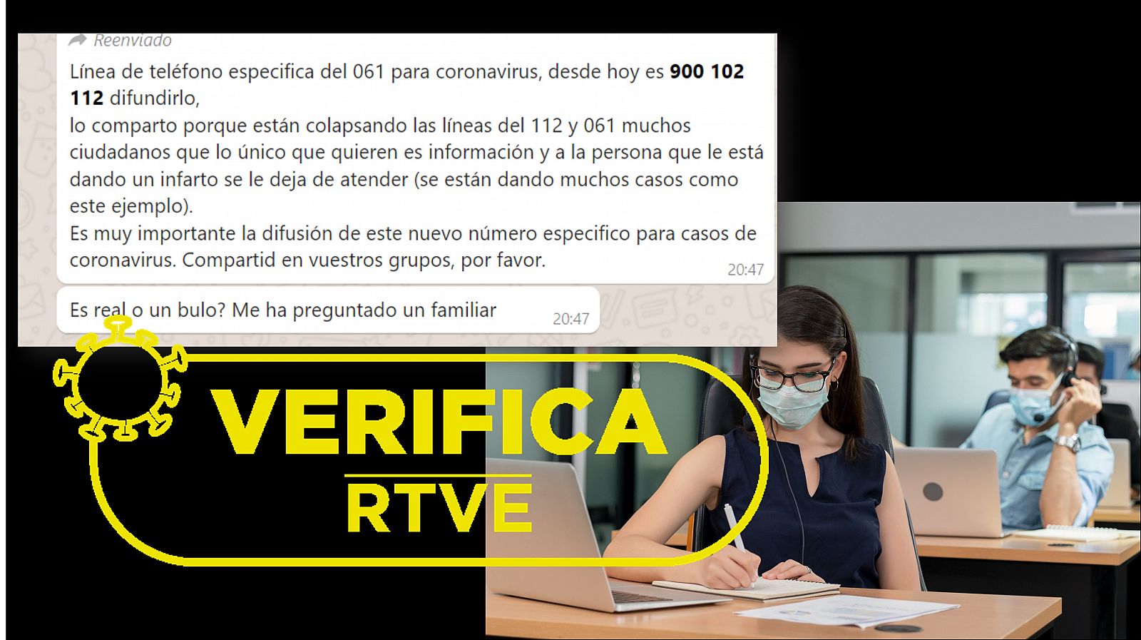 Portada mensaje con telefono covid solo para Madrid