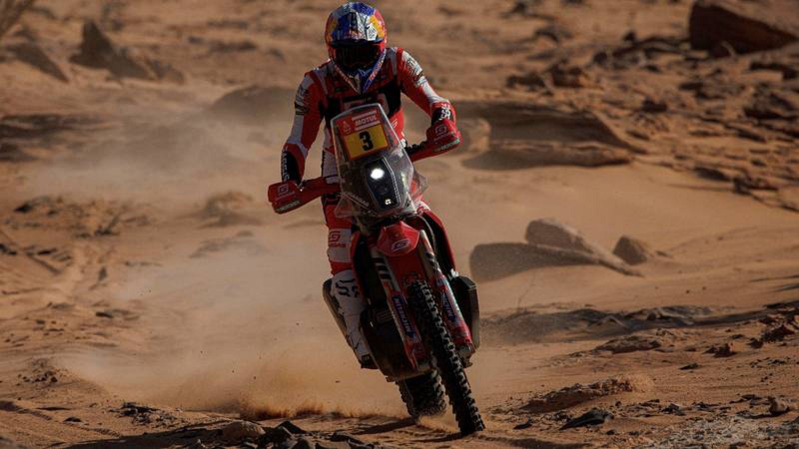 Imagen del piloto británico Sam Sunderland durante el Rally Dakar 2022. 