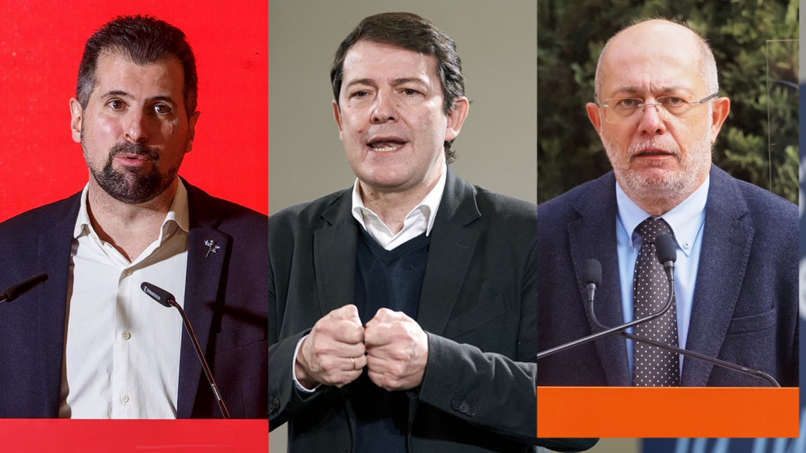 Luis Tudanca (PSOE), Alfonso Fernández Mañueco (PP) y Francisco Igea (Cs)