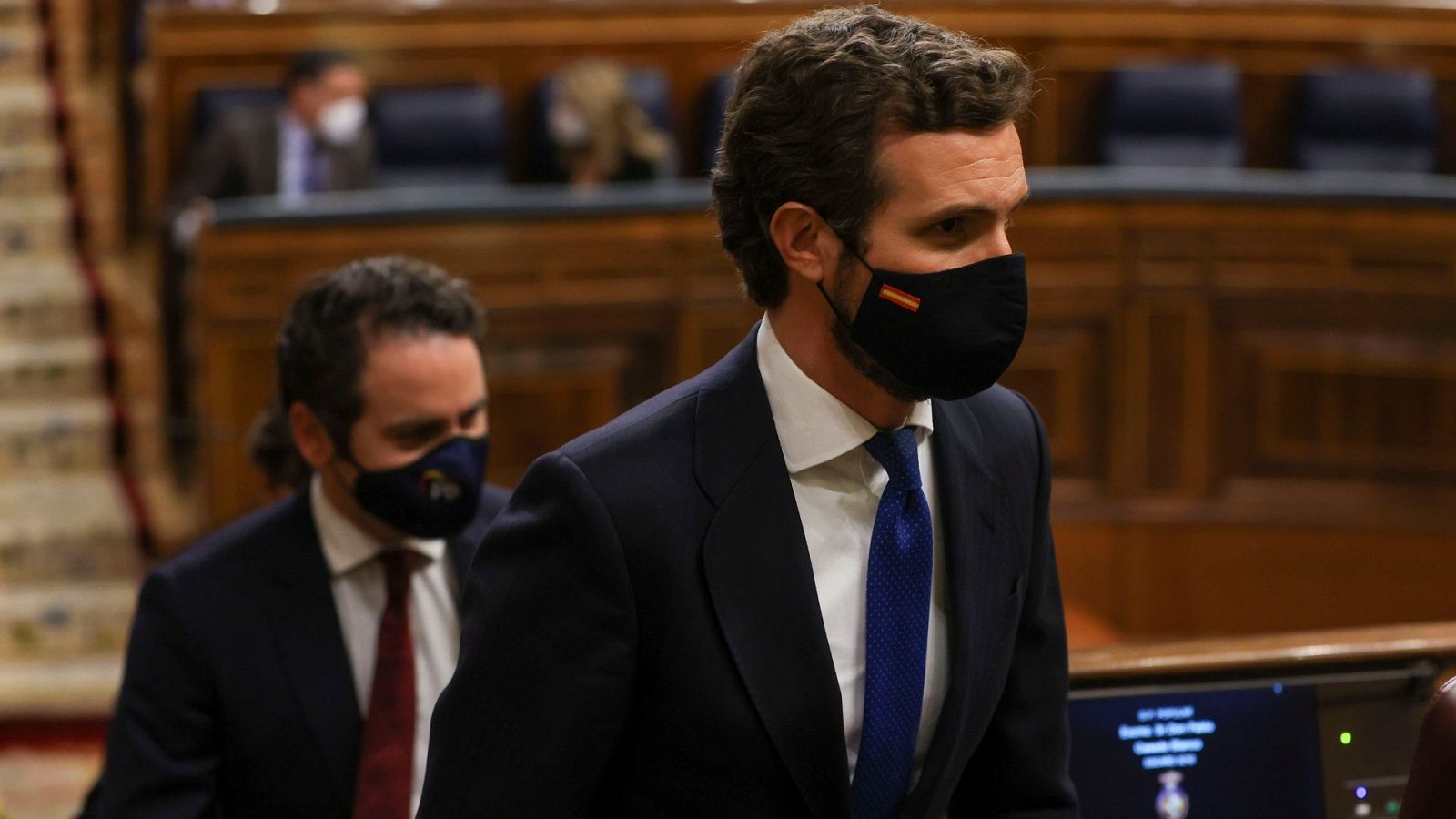 El líder del PP, Pablo Casado, durante el pleno del Congreso de los Diputados