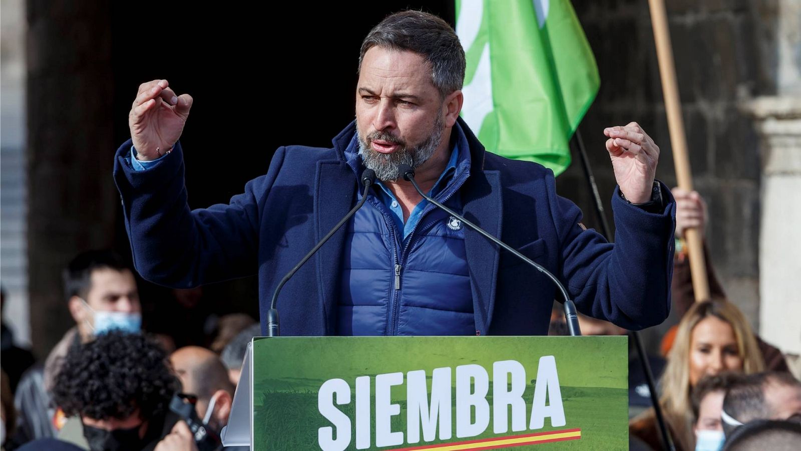 El líder de Vox, Santiago Abascal, en un acto electoral en Burgos