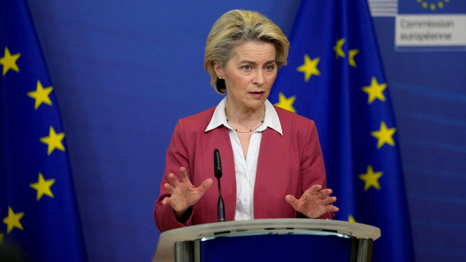 Ursula Von der Leyen, presidenta de la Comisión Europea, durante una rueda de prensa en Bruselas