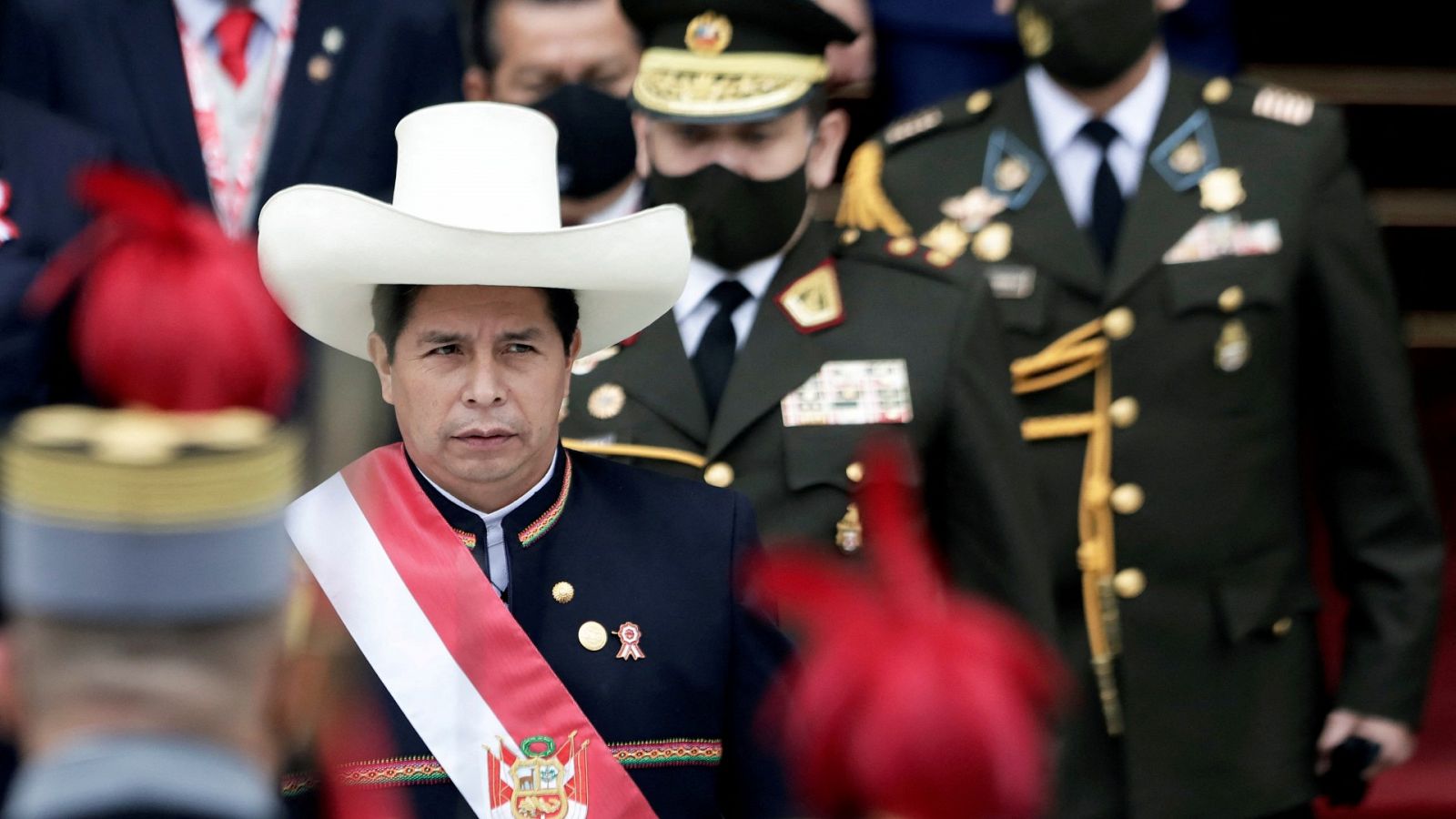 El presidente de Perú, Pedro Castillo, tras su ceremonia de investidura el 28 de julio de 2021