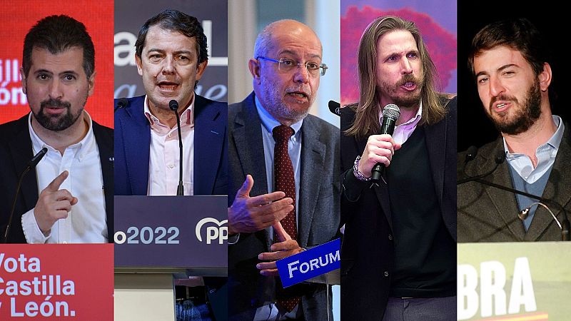 Luis Tudanca, Alfonso Fernández Mañueco, Francisco Igea, Pablo Fernández y Juan García Gallardo