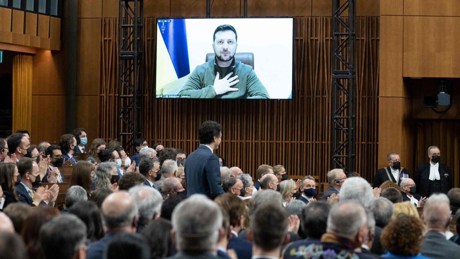 Zelenski durante su intervención ante el parlamento canadiense