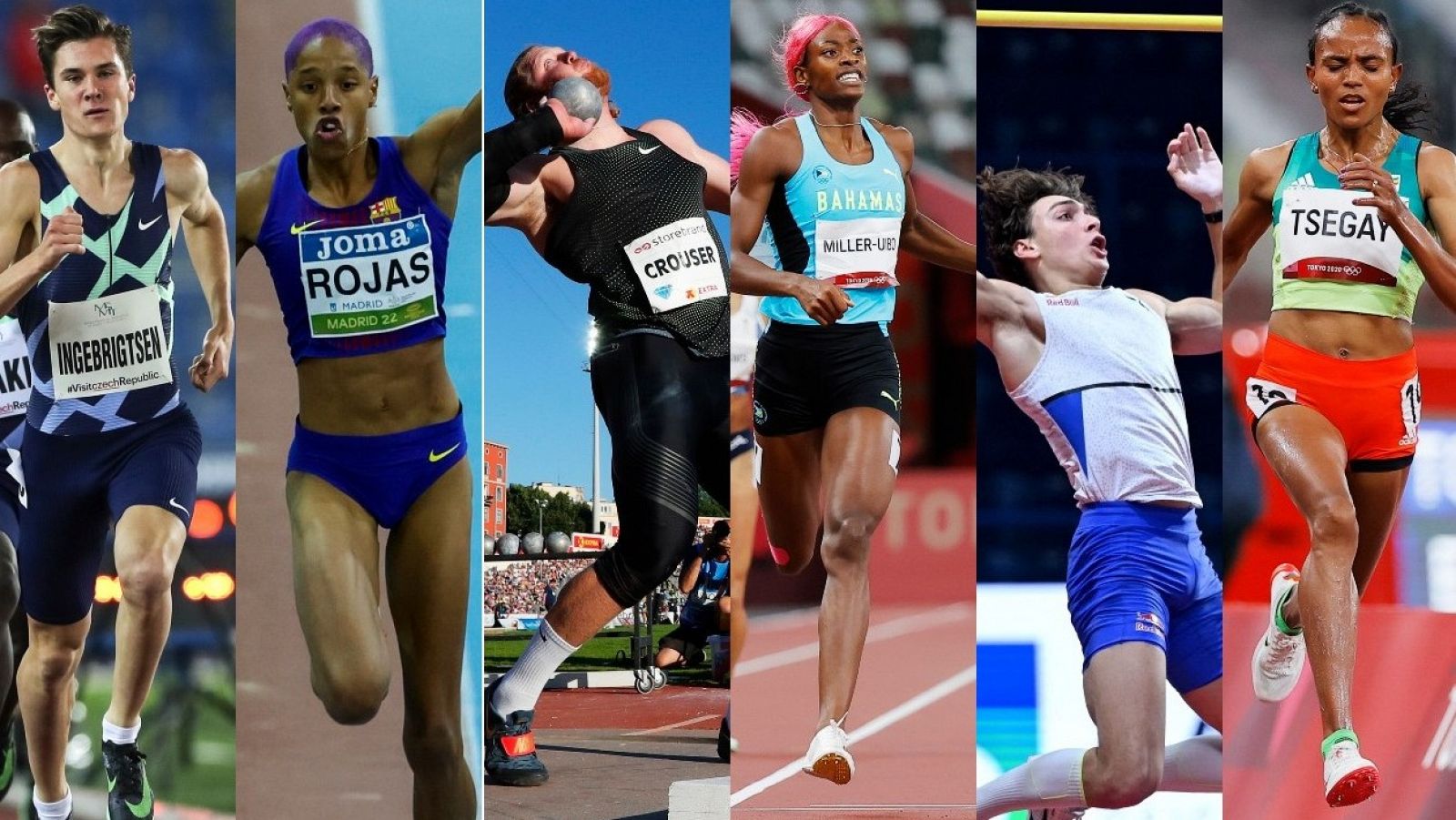 Fotomontaje de algunas estrellas del Mundial de atletismo en pista cubierta Belgrado 2022.