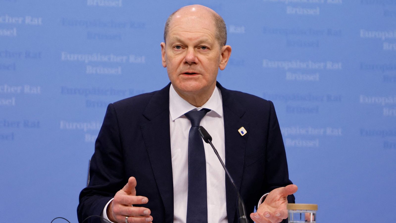 El canciller de Alemania, Olaf Scholz, en una cumbre de la Unión Europea en Bruselas