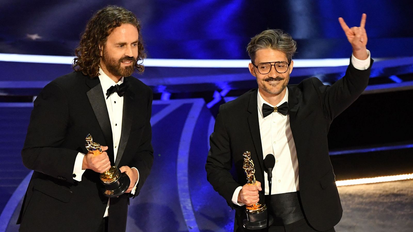 Alberto Mielgo y Leo Sánchez con el Oscar al mejor cortometraje de animación