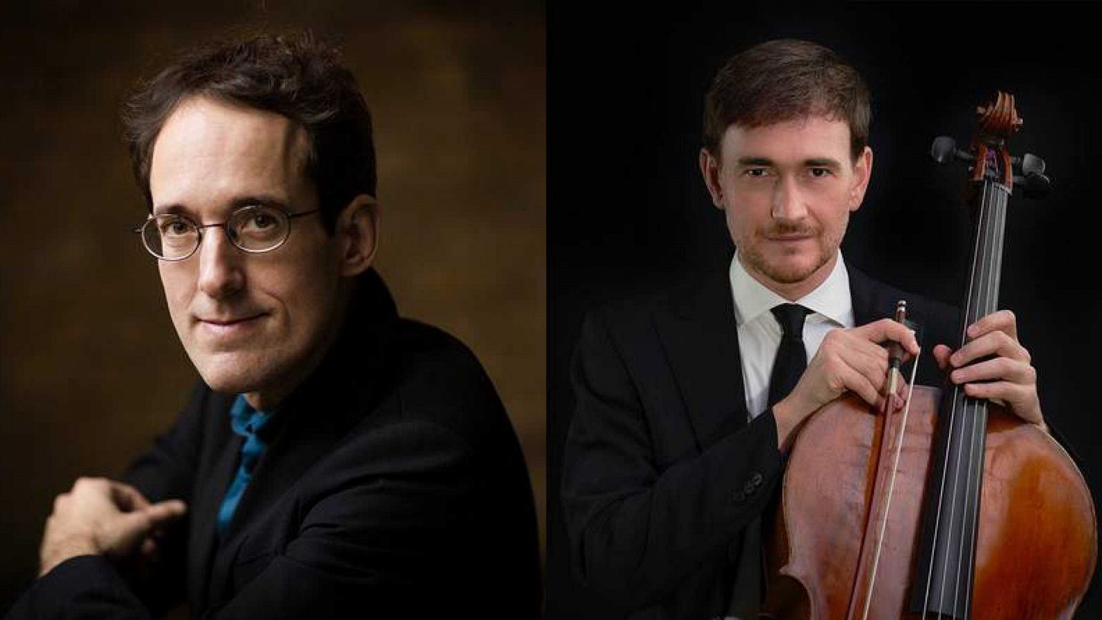 El director titular de la Orquesta Sinfónica RTVE, Pablo González y el chelista, Javier Albarés