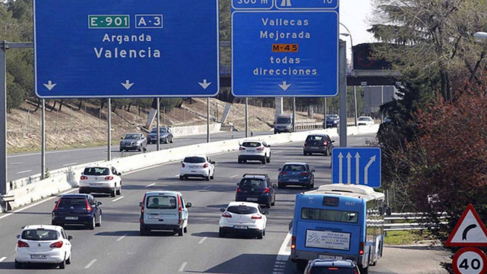 El tráfico en la Autovía A-3, dirección Valencia, en Madrid.