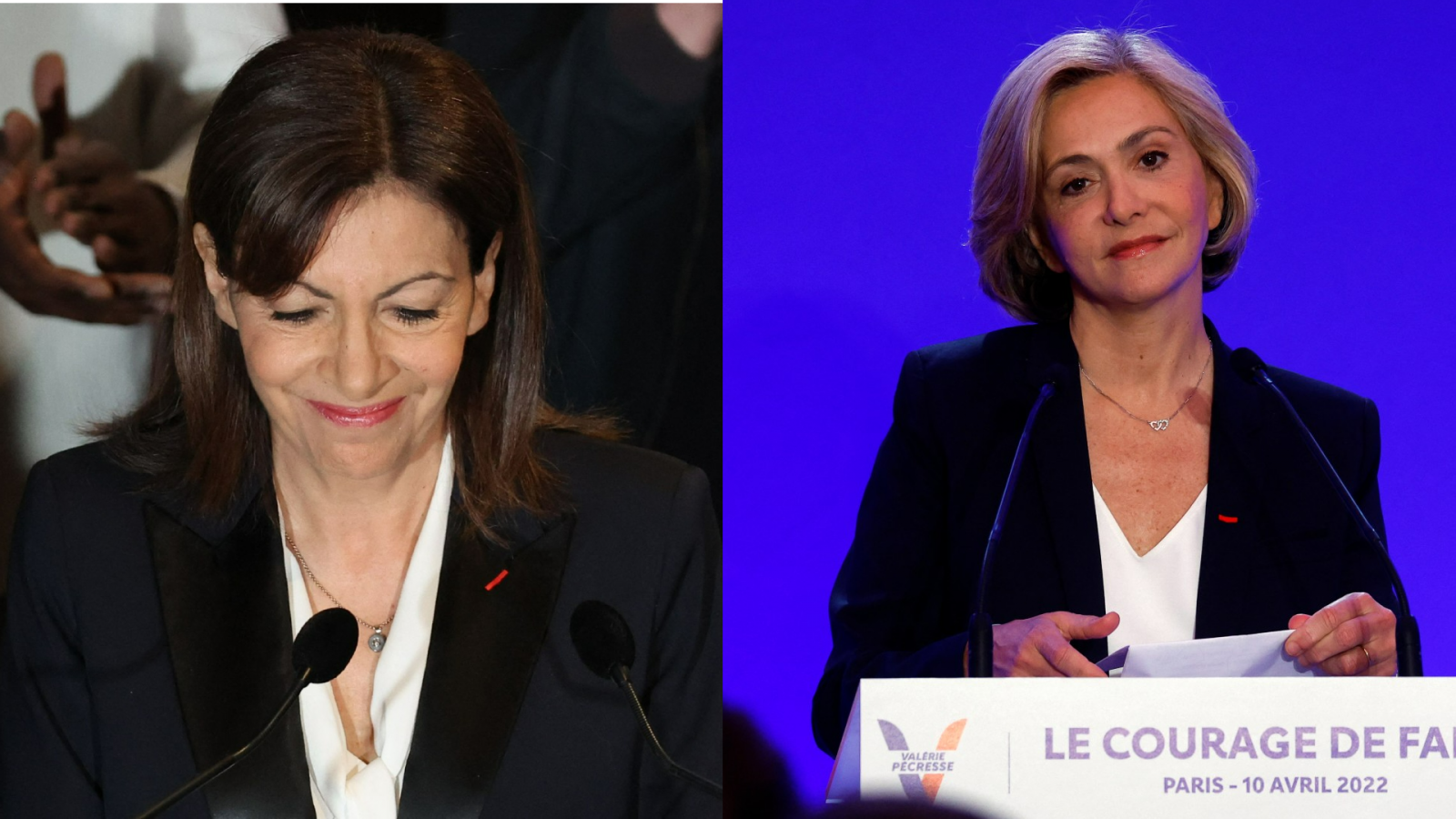La candidata a las elecciones presidenciales francesas, Anne Hidalgo, del Partido Socialista y la candidata de Los Republicanos, Valérie Pecrésse