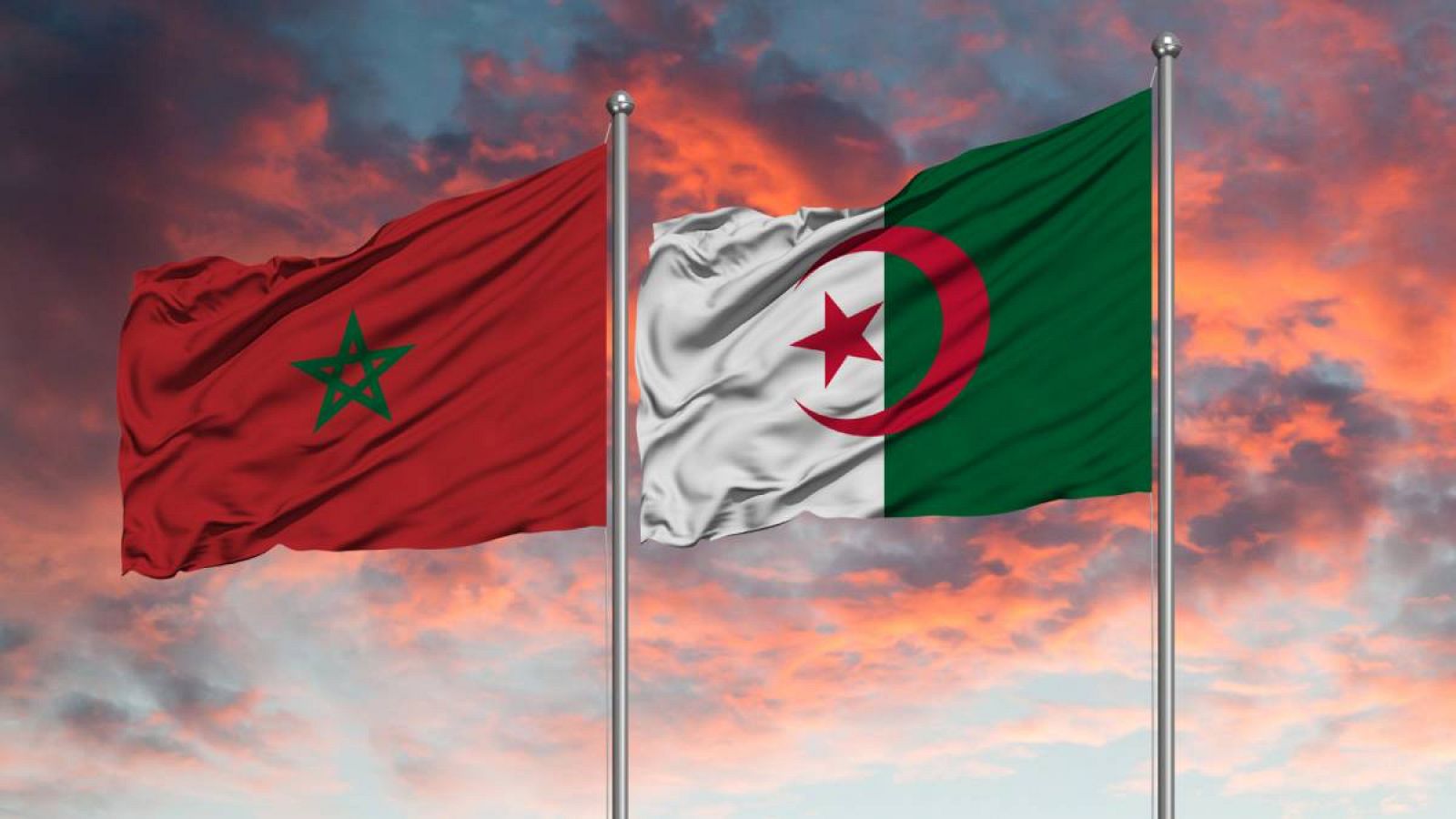 Banderas de Marruecos y Argelia. 