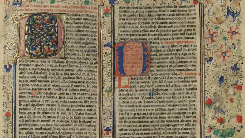Catholicon, de Johannes Balbus, impreso en 1460 en Maguncia y atribuido a Gutenberg.
