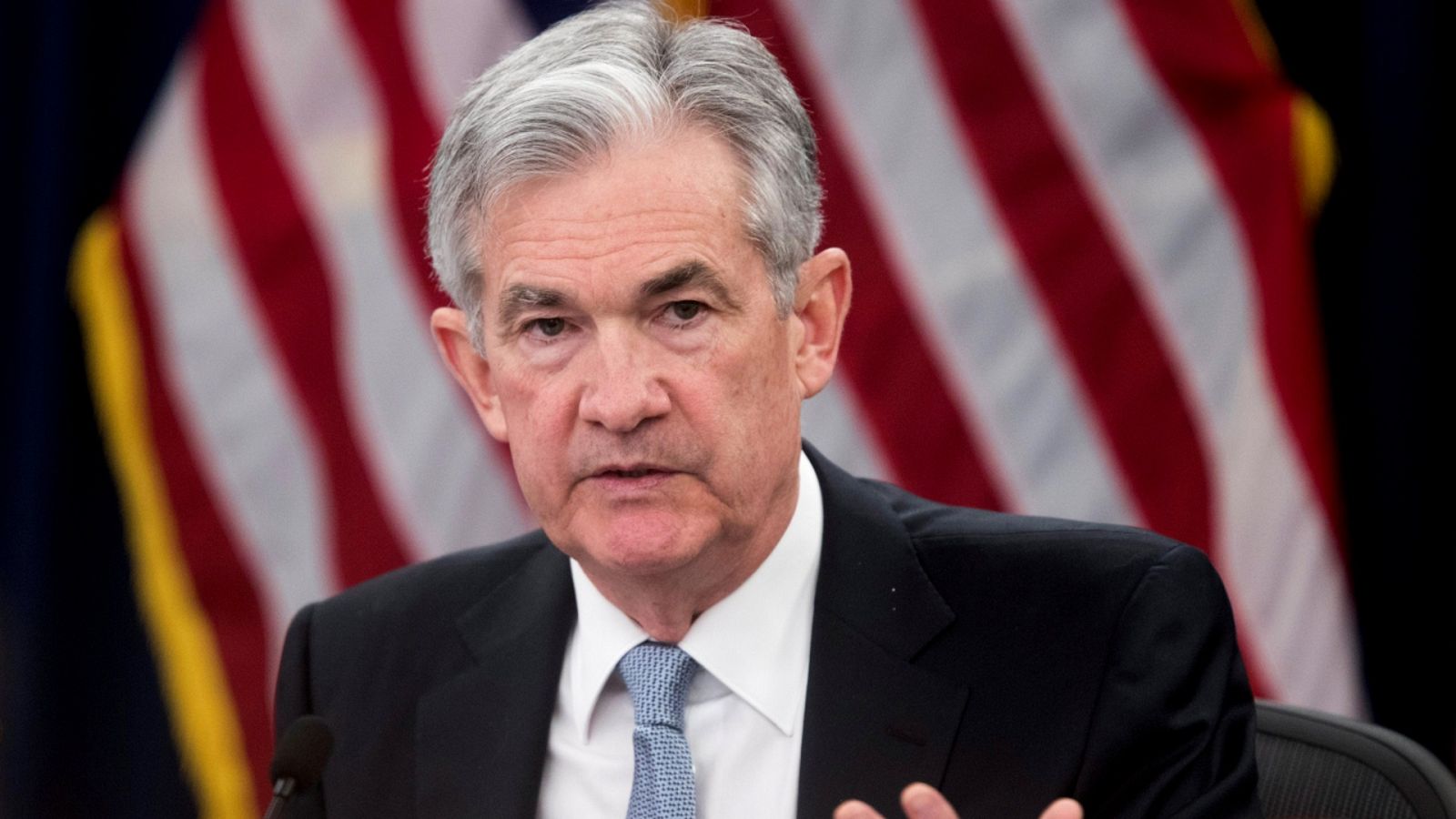 Imagen de archivo del 21 marzo de 2018 del presidente de la Reserva Federal (Fed), Jerome Powell, durante una rueda de prensa en Washington (EE.UU.).