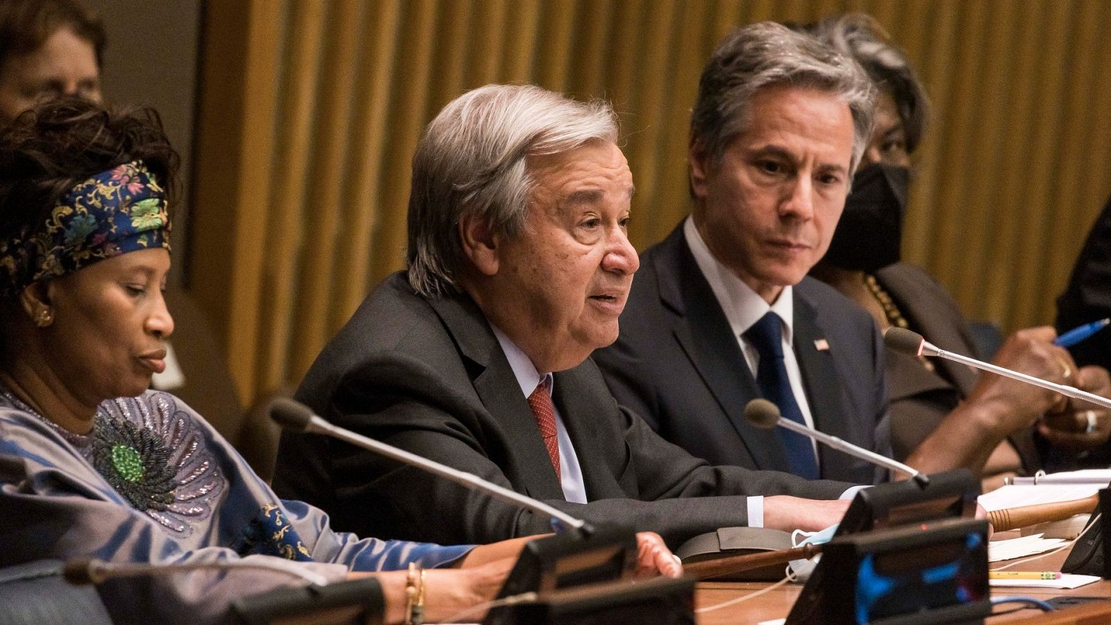 El secretario general de la ONU, António Guterres, junto al secretario de Estado de EE.UU., Antony Blinken