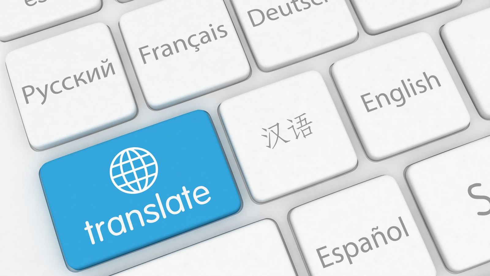 Un teclado de ordenador con una tecla que dice: translate