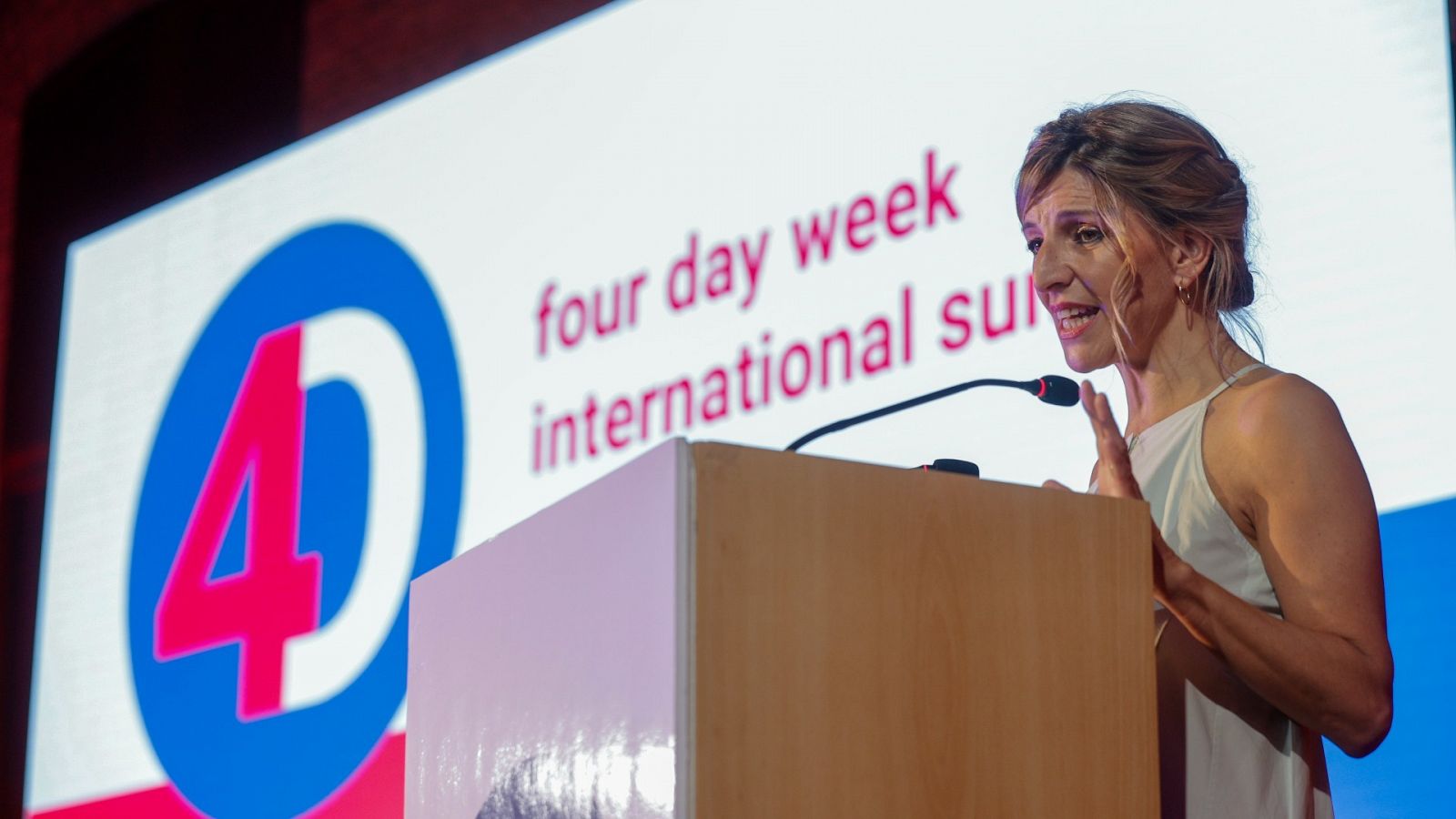 Yolanda Díaz, en el congreso sobre la jornada de cuatro días