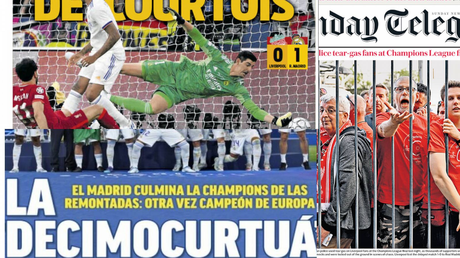 Fotomontaje con algunas portadas de la prensa de este domingo sobre la final de Champions