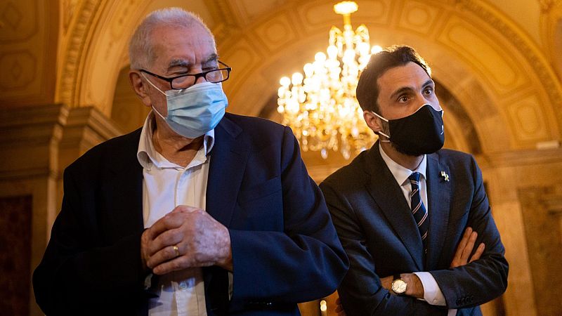 El expresidente del Parlament, Roger Torrent, y el diputado y concejal de ERC Ernest Maragall