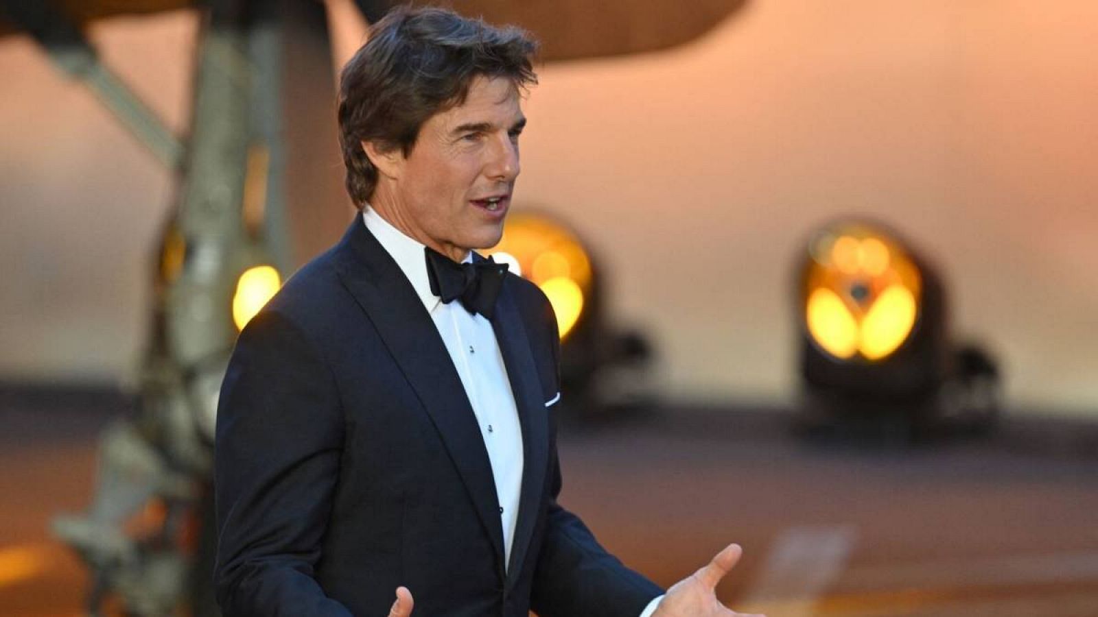 El actor estadounidense Tom Cruise en la alfombra roja a su llegada al estreno británico de la película 'Top Gun: Maverick' en los jardines de Leicester Square, en Londres.