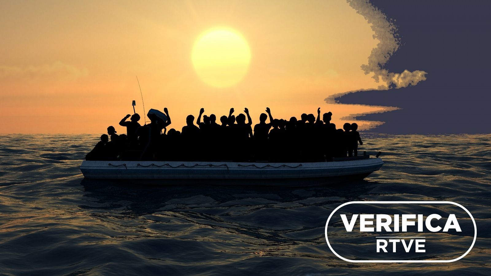 Refugiados en medio del mar pidiendo ayuda con el sello: VerificaRTVE