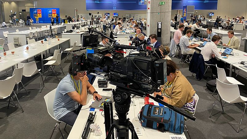 Sala para la prensa en la cumbre de la OTAN