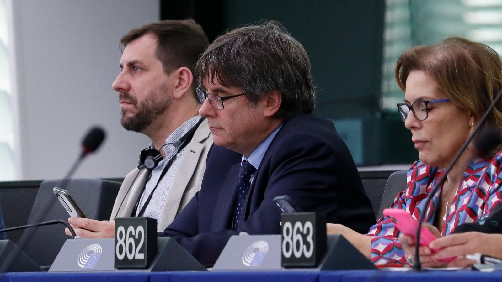 El expresidente catalán, Carles Puigdemont, durante una sesión en el Parlamento europeo, en Estrasburgo.