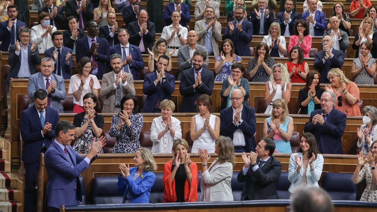 El presidente del Gobierno, Pedro Sánchez, durante la segunda jornada del debate sobre el Estado de la Nación