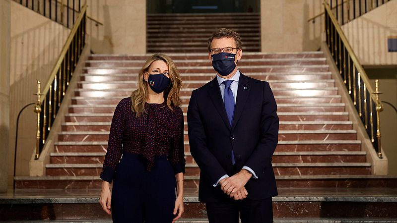La vicepresidenta segunda del Gobierno, Yolanda Díaz, y el líder del PP, Alberto Núñez Feijóo