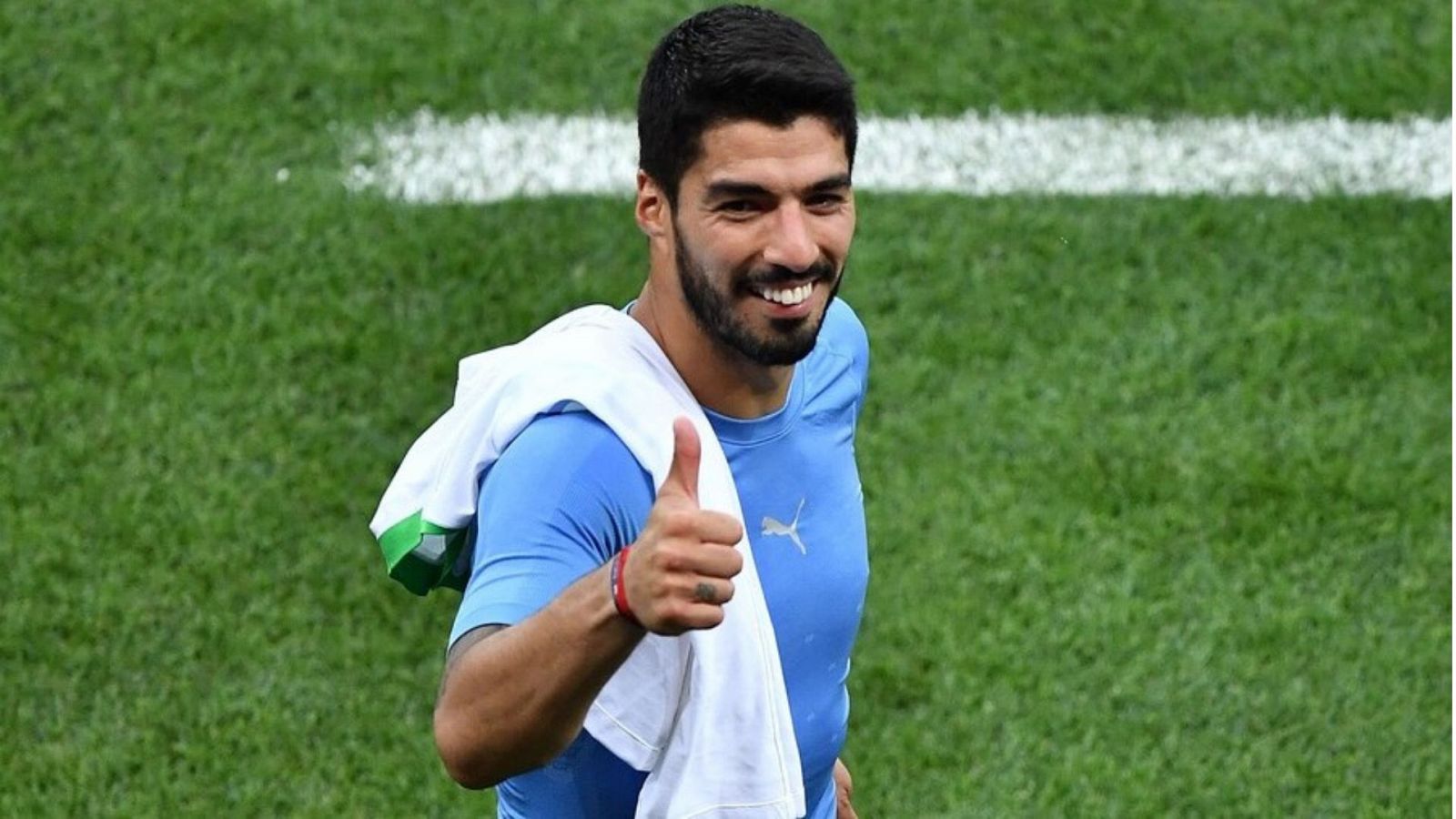 Luis Suárez, con la camiseta de Uruguay.