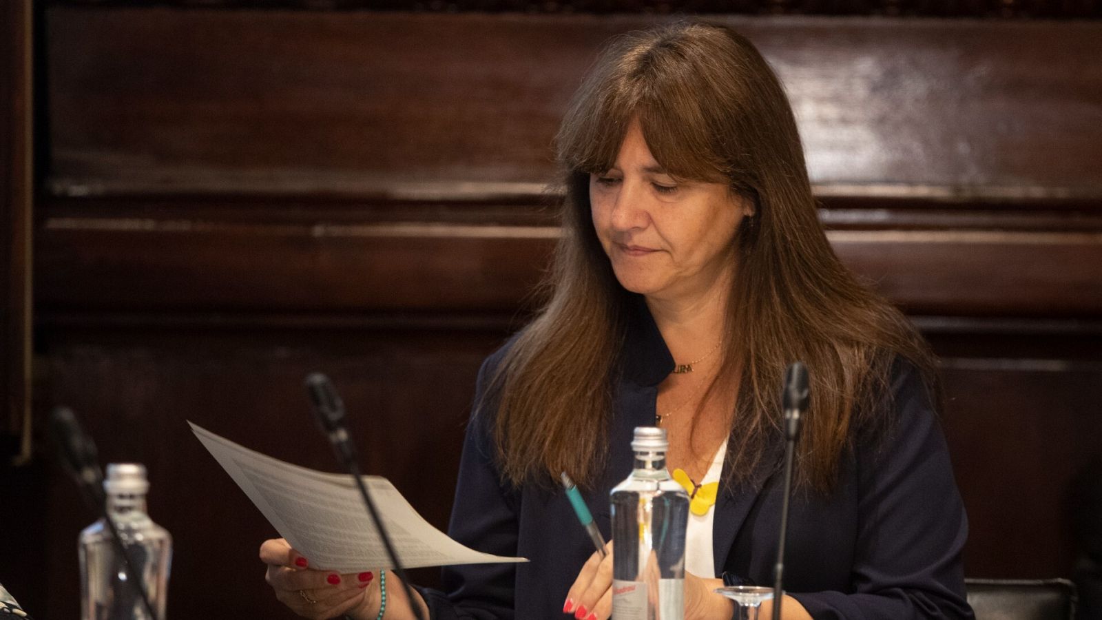 Laura Borràs este jueves durante la reunión de la Mesa del Parlament