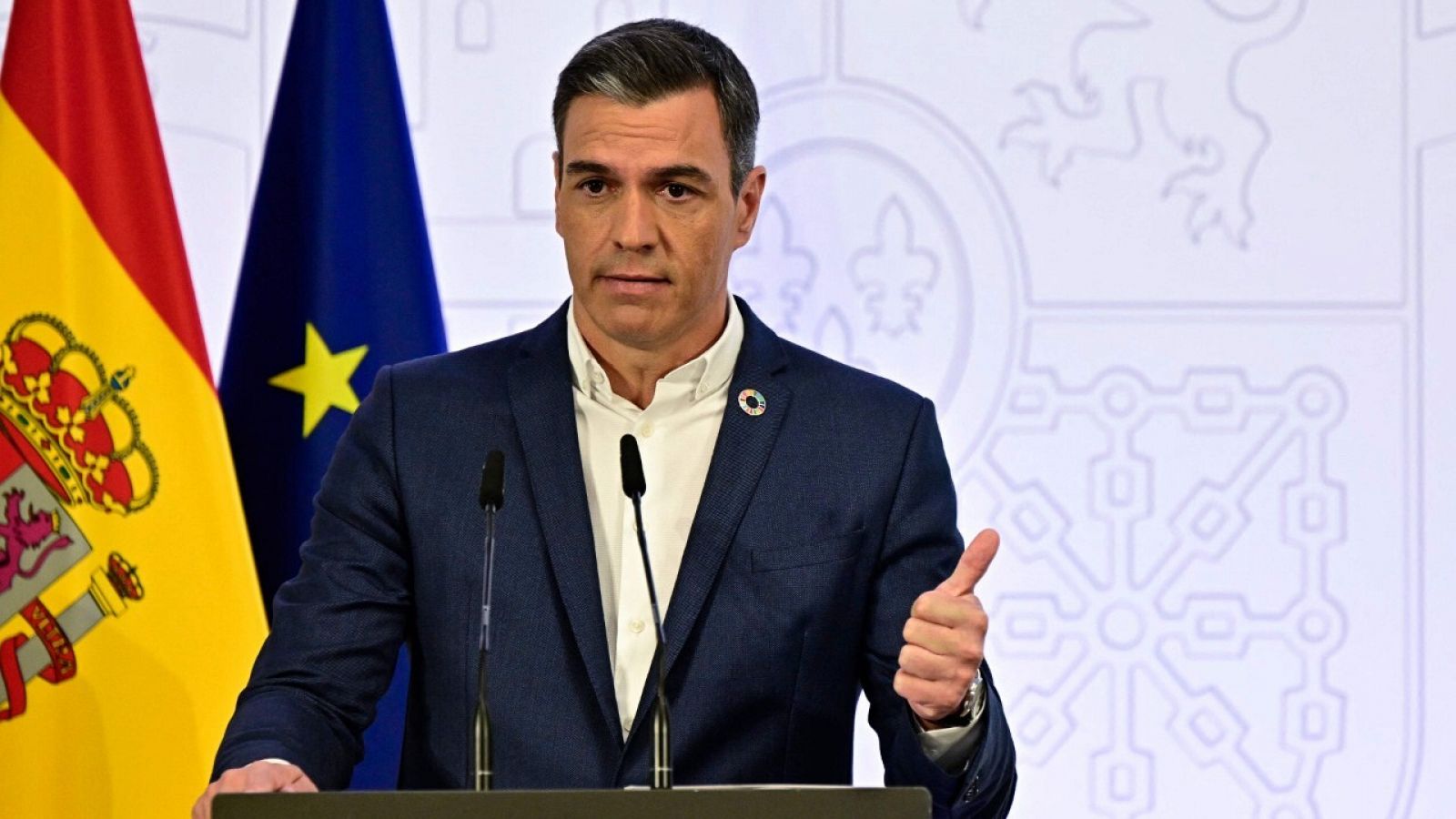 Pedro Sánchez en la seva compareixença fent balanç del 2022