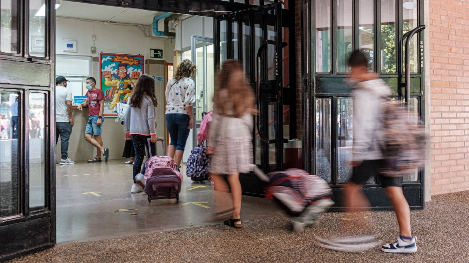 Comienzo del curso escolar 2021-22 en un centro educativo de Logroño (La Rioja)