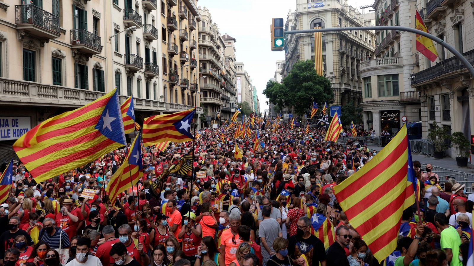 Marcha convocada por la ANC en Barcelona con motivo de la Diada de 2021