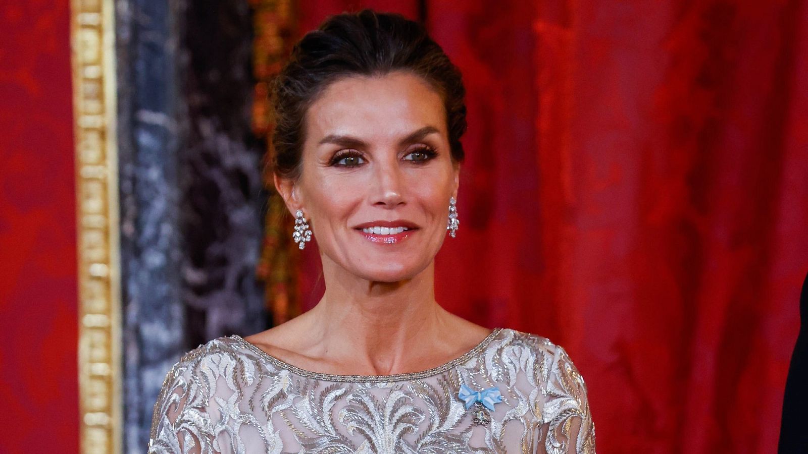 La reina Letizia, durante la cena de gala en honor al Emir y la Jequesa de Catar