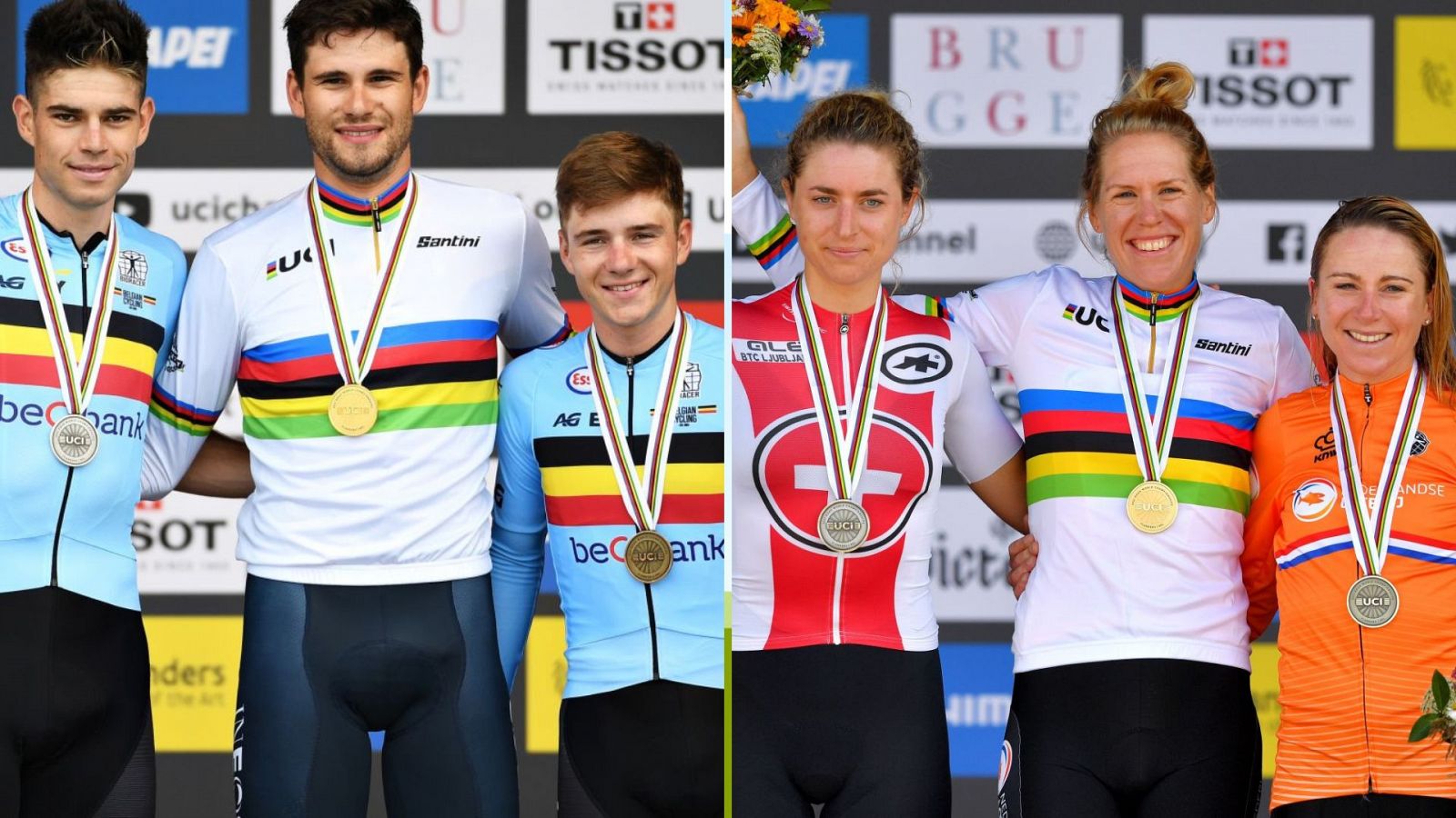 Podios de las pruebas absolutas del Mundial de ciclismo contrarreloj 2021