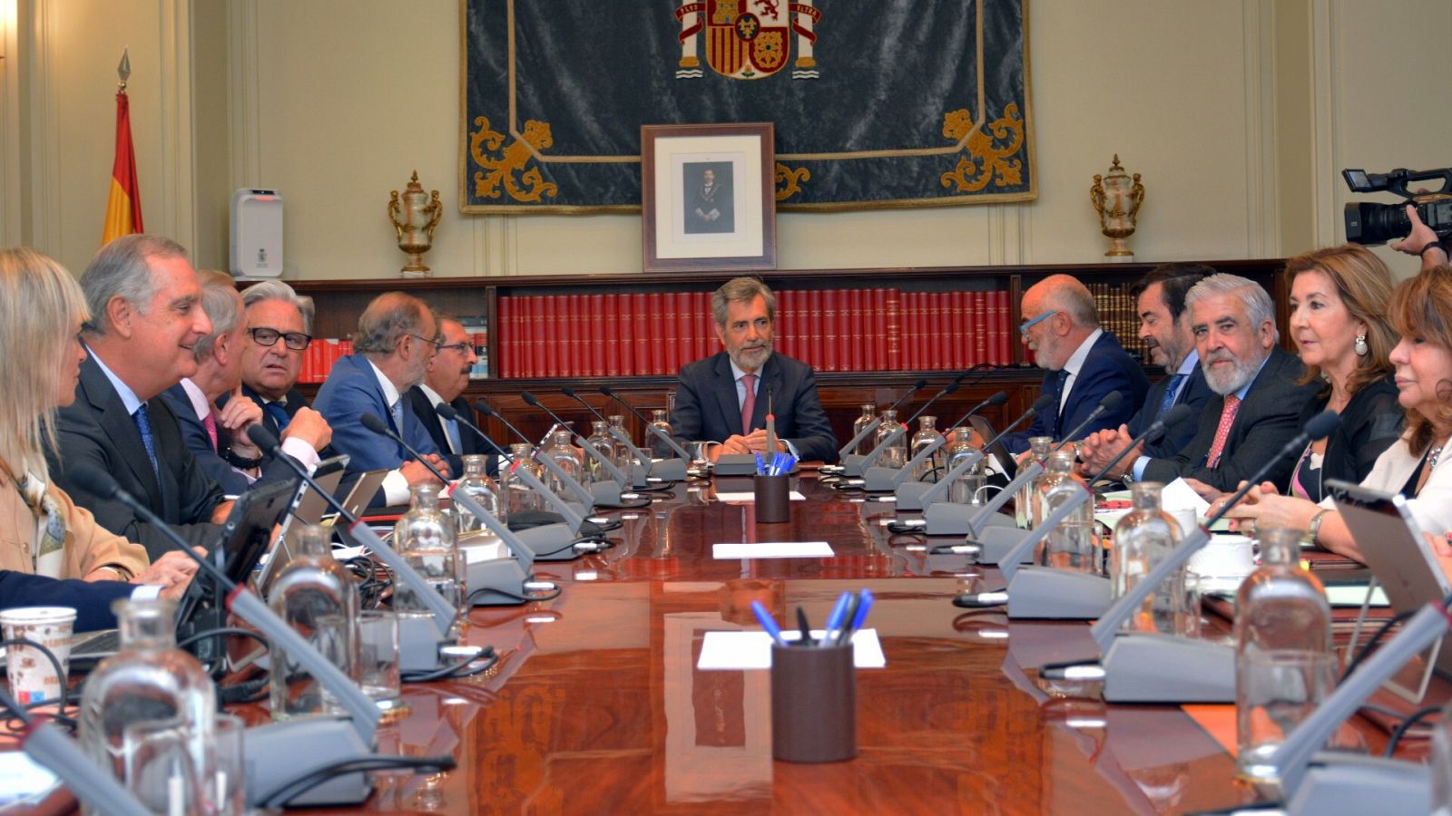 Imagen de archivo de una reunión del CGPJ presidida por Carlos Lesmes