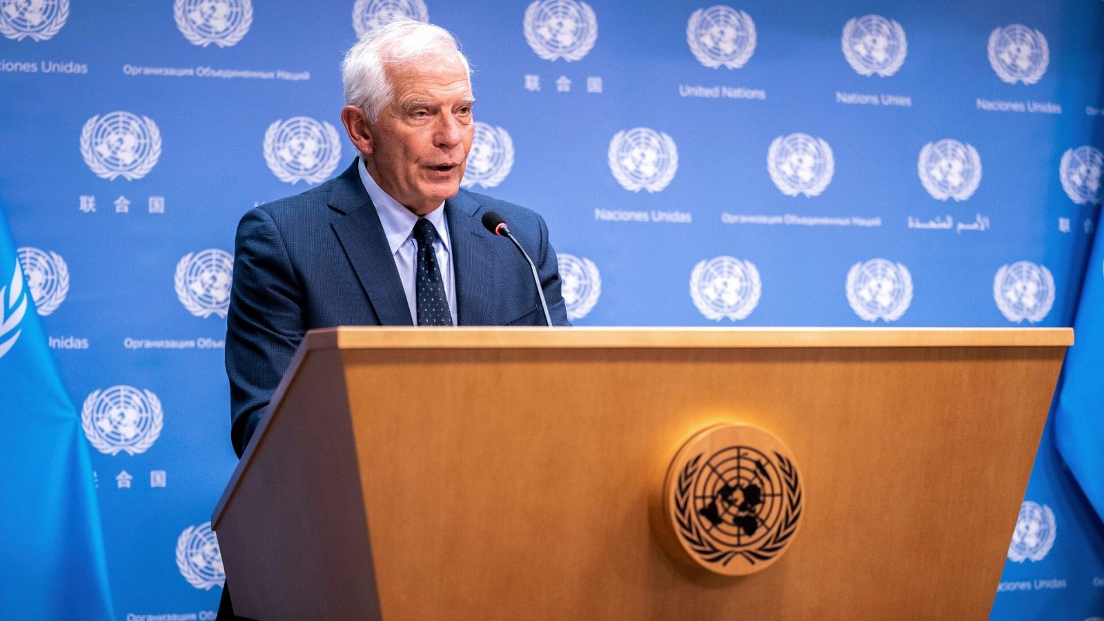 Josep Borrell, este miércoles en la sede de la ONU en Nueva York