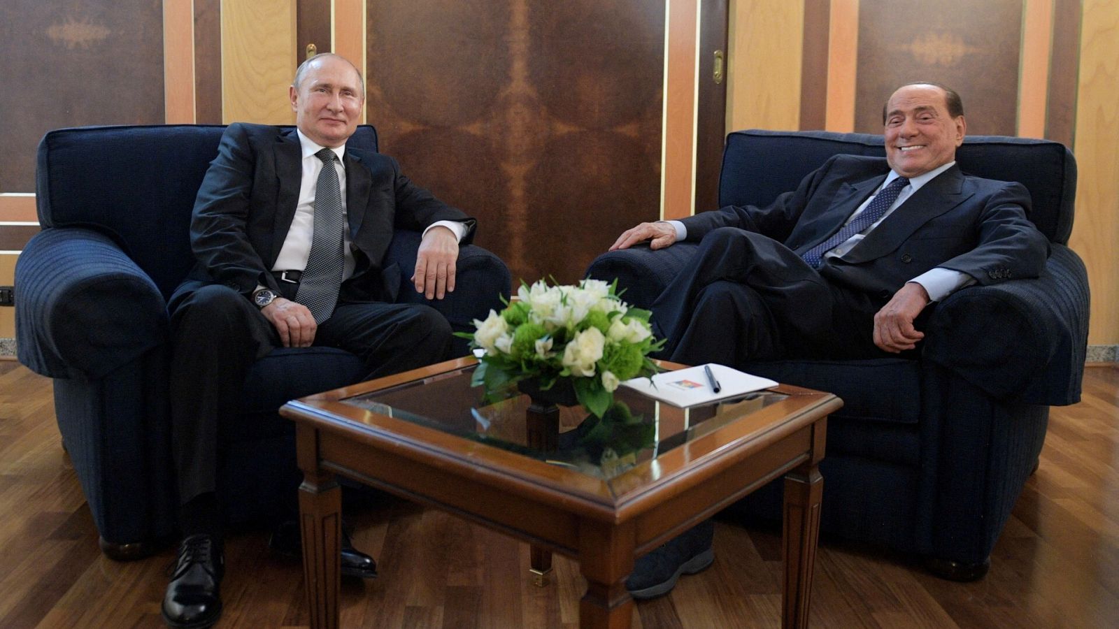 Reunión entre Berlusconi y Putin en 2019, fotografía de archivo