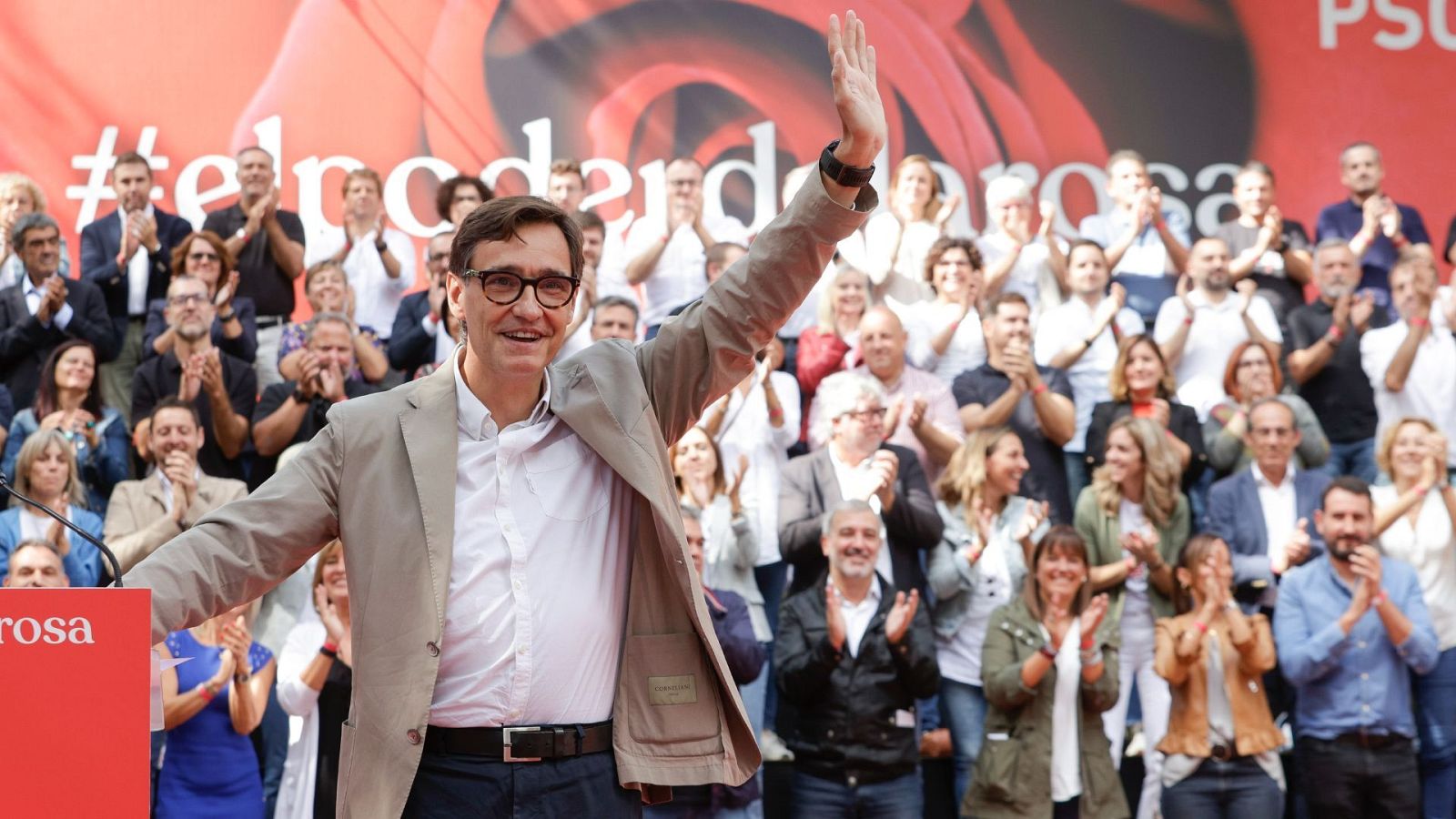 Salvador Illa participa en la tradicional Fiesta de la Rosa que organiza el PSC en Gavá, Barcelona