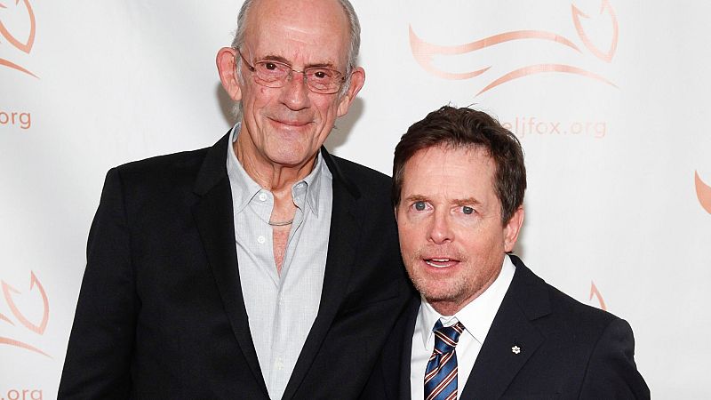 Michael J. Fox y Christopher Lloyd en un photocall