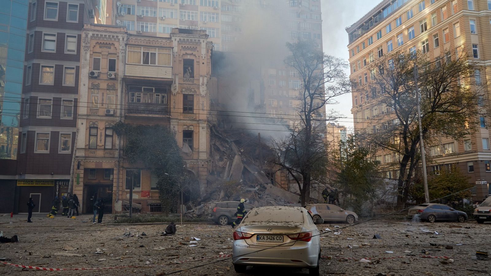 El centro de Kiev este lunes tras los ataques de drones suicidas rusos